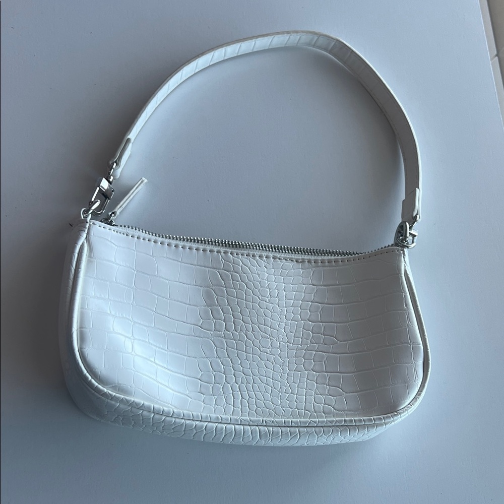 Amazon White Croc-Pattern Mini Shoulder Bag